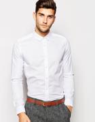Asos White Oxford Shirt In Regular Fit With Long Sleeves - White