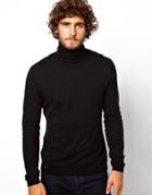 Asos Roll Neck Sweater In Cotton - Black