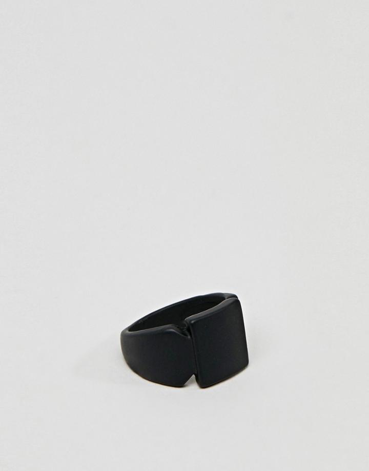 Designb Signet Ring In Matt Black Exclusive To Asos - Black