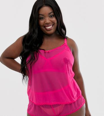 Savage X Fenty Plus Size Sheer Mesh Cami Top In Pink - Pink