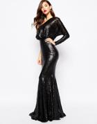 Forever Unique Tempest Sequin Maxi Dress - Black