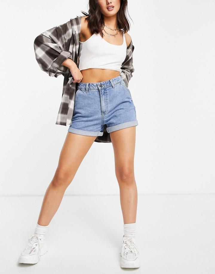 Object Turn Up Hem Denim Short In Light Blue-blues