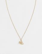 Asos Design Necklace With Vintage Style Cupid On A Harp Pendant In Gold - Gold