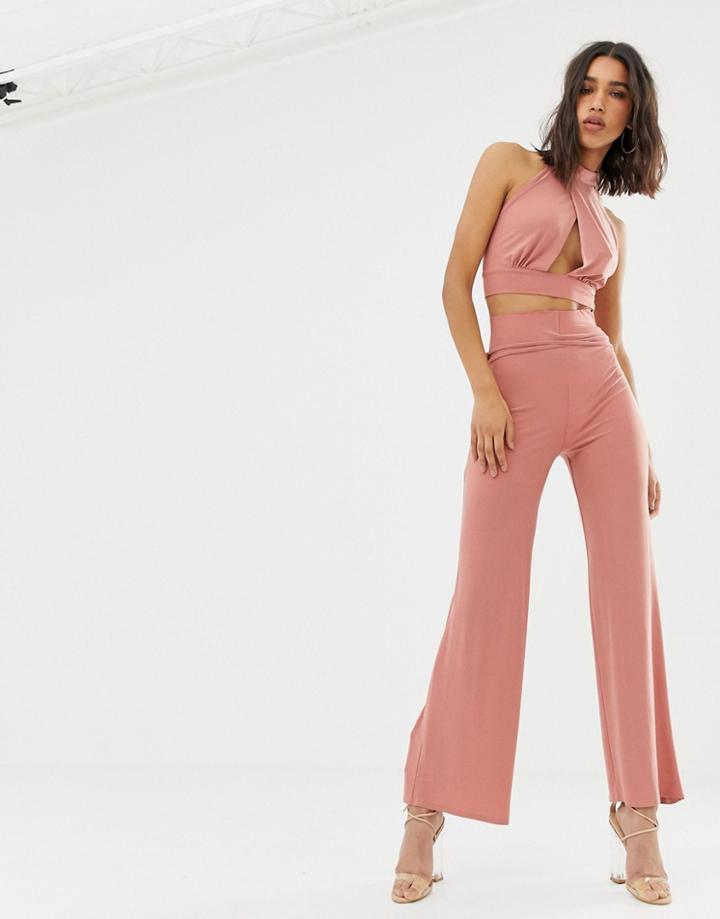 Love Belted Wide Leg Pants - Pink