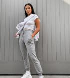 Asos Design Petite Supersoft Slim Leg Sweatpants In Gray Marl-grey