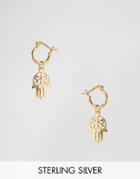Asos Gold Plated Sterling Silver Hamsa Hand Hoop Earrings - Gold Plated