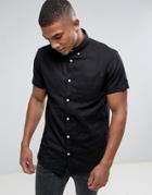 Jack & Jones Originals Linen Mix Short Sleeve Slim Fit Button Down Shirt - Navy