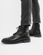 Kg By Kurt Geiger Ross Cleat Sole Toe Cap Leather Boots - Black
