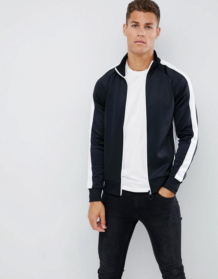 Jack & Jones Originals Tracksuit Top With Arm Stripe - Black