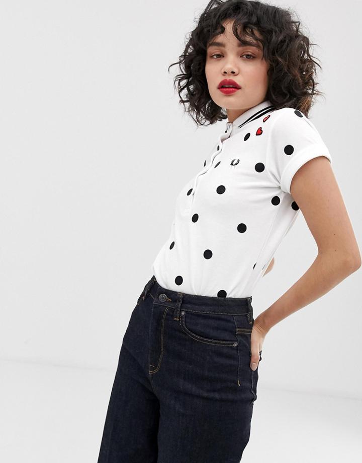 Fred Perry X Amy Winehouse Polka Dot Polo Shirt - White