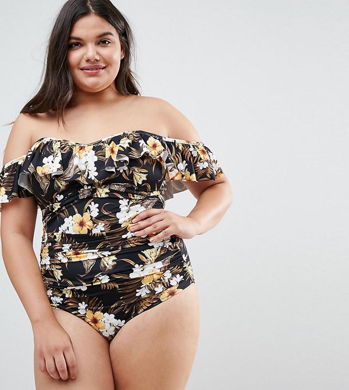 City Chic Tropical Swimsuit - Multi