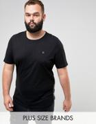 Noose & Monkey Plus Longline Muscle Fit Crew Neck T-shirt With Zip Detail - Black