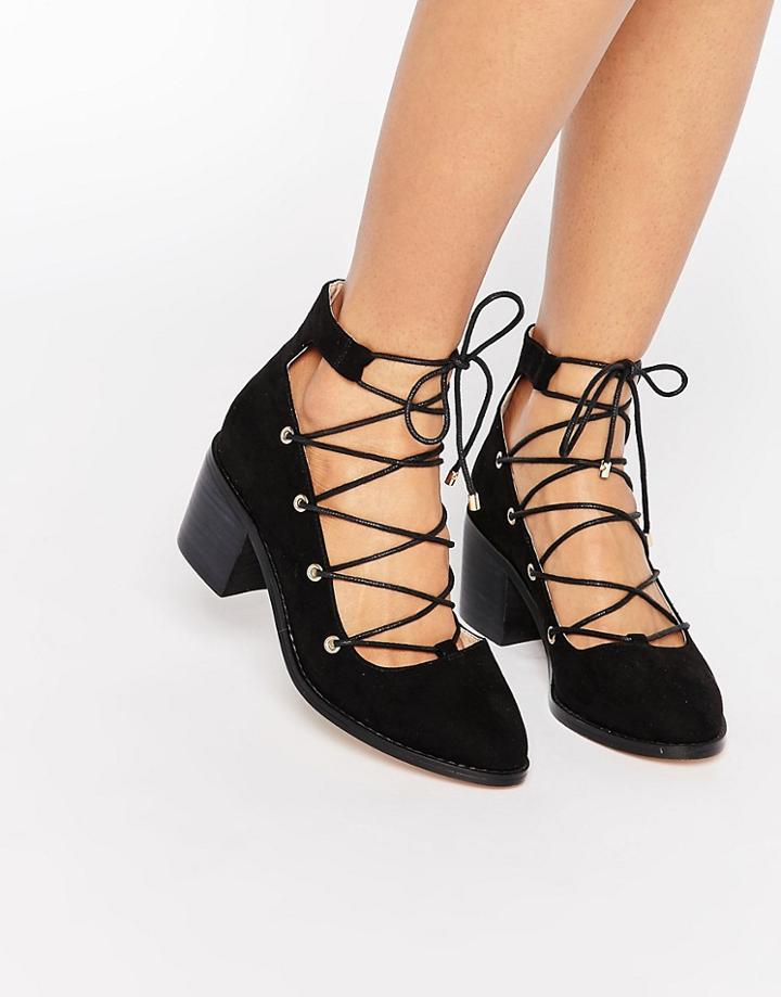 Asos Ooh La La Ghillie Lace Up Shoes - Black