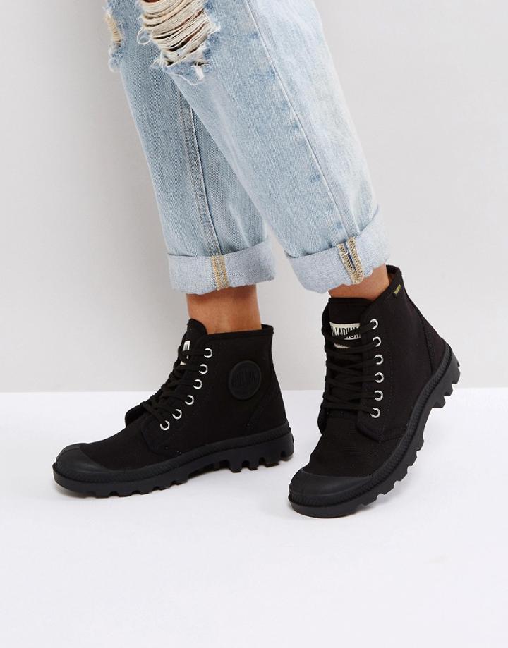 Palladium Pampa Hi Originale Black Canvas Flat Ankle Boots - Black