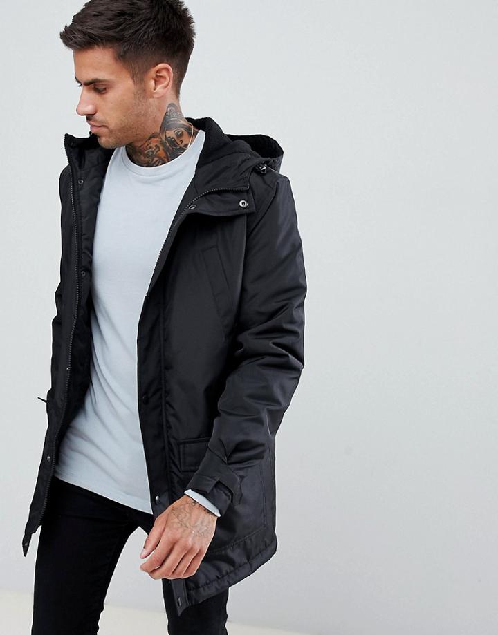 Asos Design Padded Parka In Black