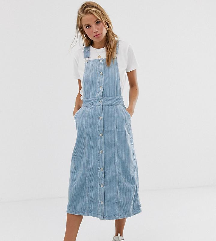Urban Bliss Cord Midi Pinafore Dress-blue