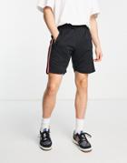 Brave Soul Tricot Shorts With Tape Stripe In Black