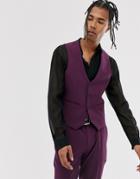 Asos Design Wedding Super Skinny Suit Suit Vest In Purple - Purple