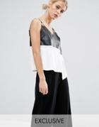 Zacro Leather Look Cami With Metal Hardware Trims - Black