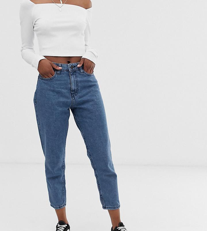 Noisy May Petite Ankle Grazer Mom Jean In Blue