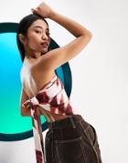Asos Design Circular Design Collection Scarf Top In Reversible Prints-multi