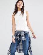 Mango Ruffle Front Tank - Cream