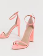 Asos Design Harper Barely There Block Heeled Sandals In Pink - Pink