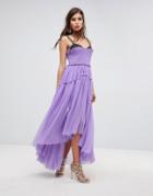 Asos Edition Tulle Dip Back Maxi Dress With Chain Straps - Purple