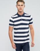 Jack & Jones Bold Striped Polo With Logo - White