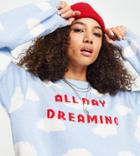 Reclaimed Vintage Inspired Sweater With Slogan In Cloud Print-blues