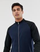 Selected Homme Track Sweat With Contrast Sleeve-navy
