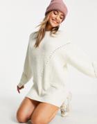 Miss Selfridge Cream Mia Chunky Slouchy Dress-white