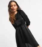 Vero Moda Petite Satin Skater Dress In Black