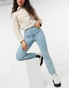 Asos Design High Rise Stretch 'effortless' Cropped Kick Flare Jeans In Pretty Lightwash-blues