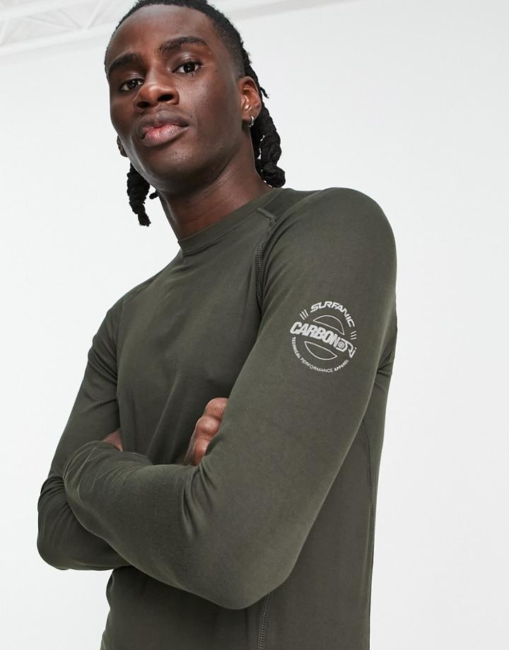 Surfanic Bodyfit Carbon Dri Crew Neck Thermal Top In Green