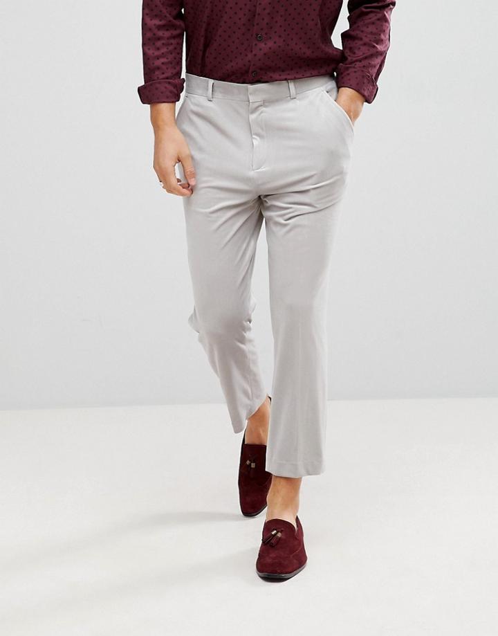 Asos Tapered Smart Pants In Ice Gray Velvet - Gray