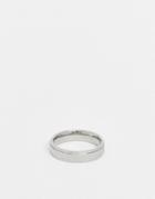 Asos Design Stainless Steel Band Ring With Roman Numerals Design In Silver Tone