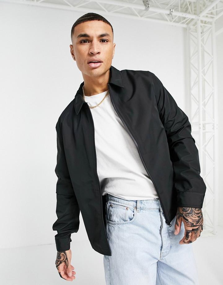 Asos Design Waterproof Harrington Jacket In Black
