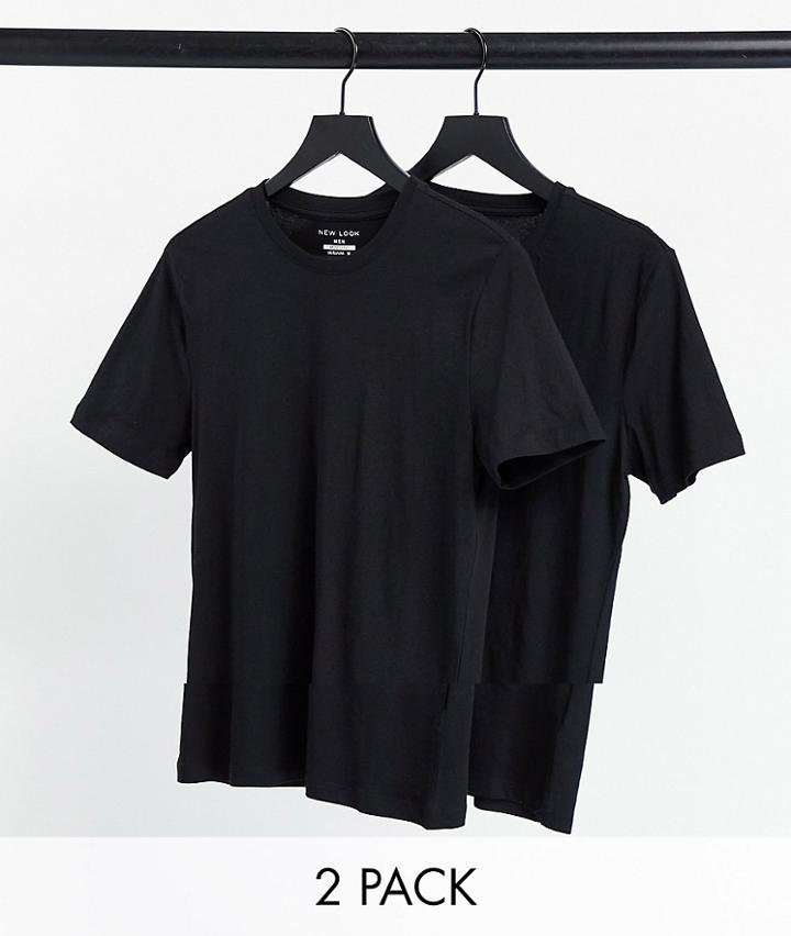 New Look 2-pack Crew Neck Muscle T-shirts In Black