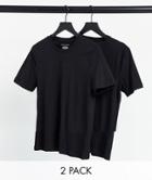 New Look 2-pack Crew Neck Muscle T-shirts In Black