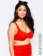Asos Curve Underwired Ruched Bikini Top - Red Carpet
