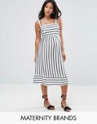 New Look Maternity Stripe Midi Dress - White