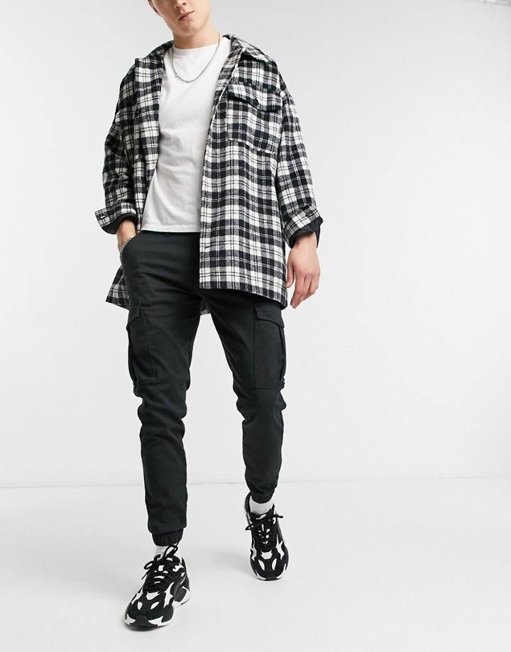 Jack & Jones Intelligence Cargo Pants With Cuff In Black
