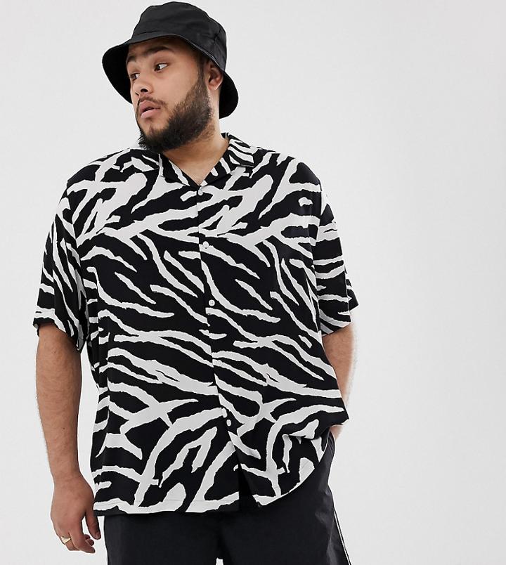Collusion Plus Viscose Zebra Print Shirt-white
