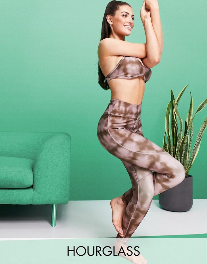 Asos 4505 Hourglass Legging In Printed Tie Dye Check-brown