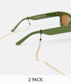 Asos Design 2 Pack Slim Sunglasses Figaro Chain In Silver And Gold Tone-multi