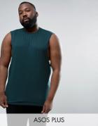 Asos Plus Longline Tank With Dropped Armhole - Green