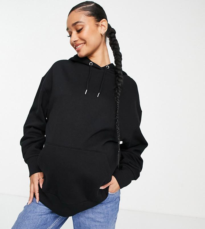 Asos Design Maternity Oversized Boyfriend Hoodie In Black