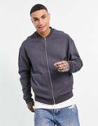 Asos Design Heavyweight Jersey Jacket In Washed Black