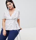 Lovedrobe Wrap Front Blouse In Delicate Floral Print - Purple
